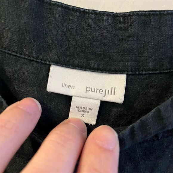 Pure Jill Women's Navy Linen Tunic Top Size S Casual Solid - Picture 4 of 7